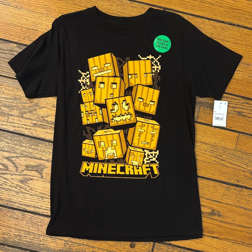 NWT Minecraft Glow In The Dark Shirt (Kids Size L) Mojang Brand